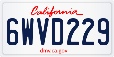 CA license plate 6WVD229