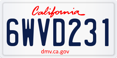 CA license plate 6WVD231