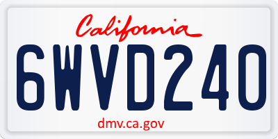 CA license plate 6WVD240