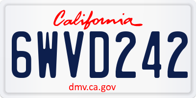 CA license plate 6WVD242