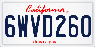 CA license plate 6WVD260