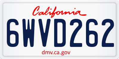 CA license plate 6WVD262