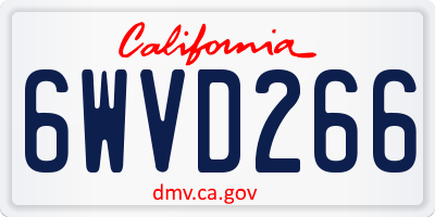 CA license plate 6WVD266