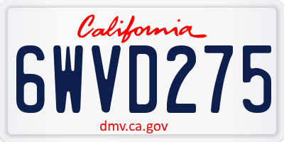 CA license plate 6WVD275