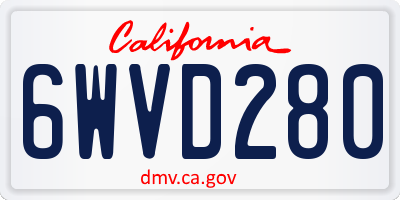 CA license plate 6WVD280