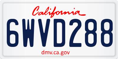 CA license plate 6WVD288