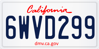 CA license plate 6WVD299