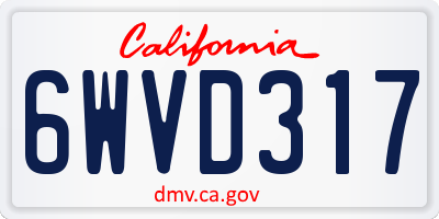 CA license plate 6WVD317