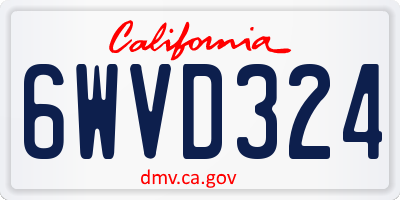 CA license plate 6WVD324