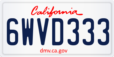 CA license plate 6WVD333