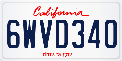 CA license plate 6WVD340