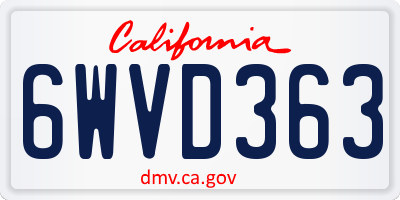 CA license plate 6WVD363
