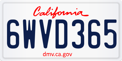 CA license plate 6WVD365