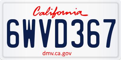 CA license plate 6WVD367