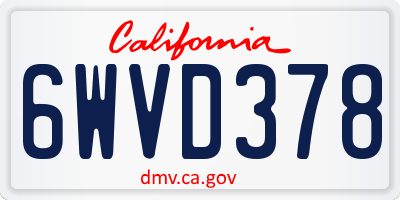 CA license plate 6WVD378