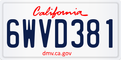 CA license plate 6WVD381