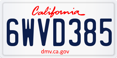 CA license plate 6WVD385