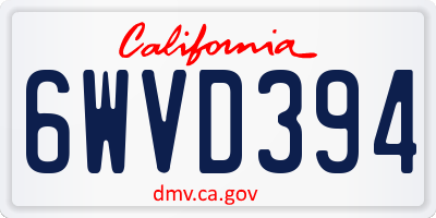 CA license plate 6WVD394