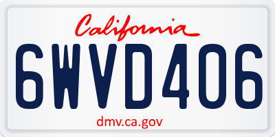CA license plate 6WVD406