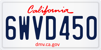 CA license plate 6WVD450