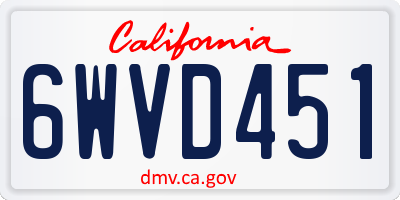 CA license plate 6WVD451