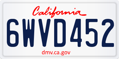 CA license plate 6WVD452