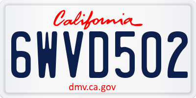 CA license plate 6WVD502