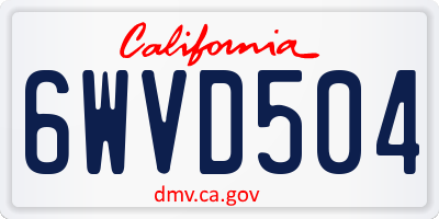 CA license plate 6WVD504