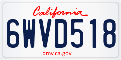 CA license plate 6WVD518