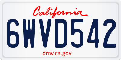 CA license plate 6WVD542