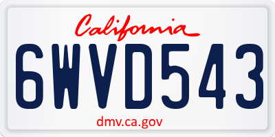 CA license plate 6WVD543