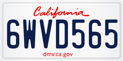CA license plate 6WVD565