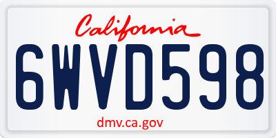 CA license plate 6WVD598