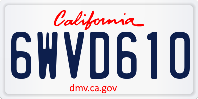 CA license plate 6WVD610