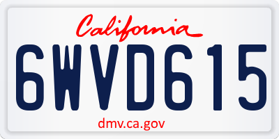 CA license plate 6WVD615