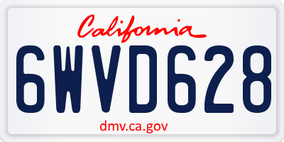 CA license plate 6WVD628
