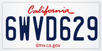 CA license plate 6WVD629