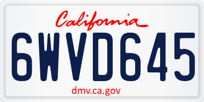 CA license plate 6WVD645
