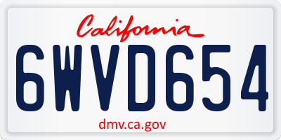 CA license plate 6WVD654