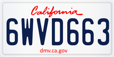 CA license plate 6WVD663