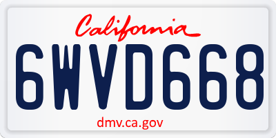 CA license plate 6WVD668
