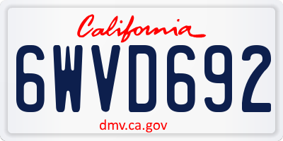 CA license plate 6WVD692