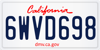 CA license plate 6WVD698