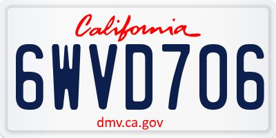 CA license plate 6WVD706