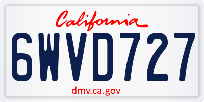 CA license plate 6WVD727