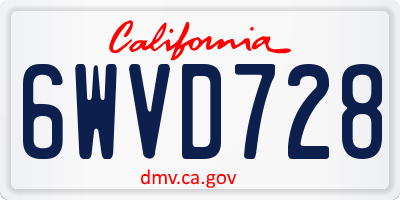 CA license plate 6WVD728