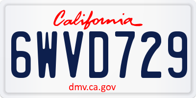 CA license plate 6WVD729