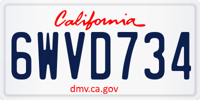 CA license plate 6WVD734