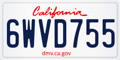CA license plate 6WVD755