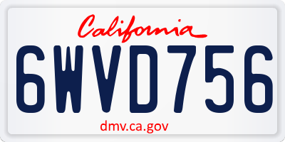 CA license plate 6WVD756